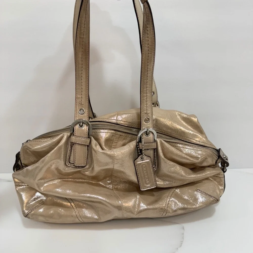 VTG Coach F17220 Soho Metallic Champagne Leather Satchel Shoulder Bag